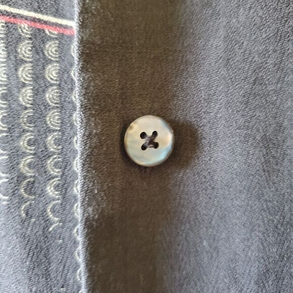 Aureus Mens Navy Blue Silk Hawaiian Shirt Golden Palm Fronds Sz M EUC DH2139 - Picture 3 of 10